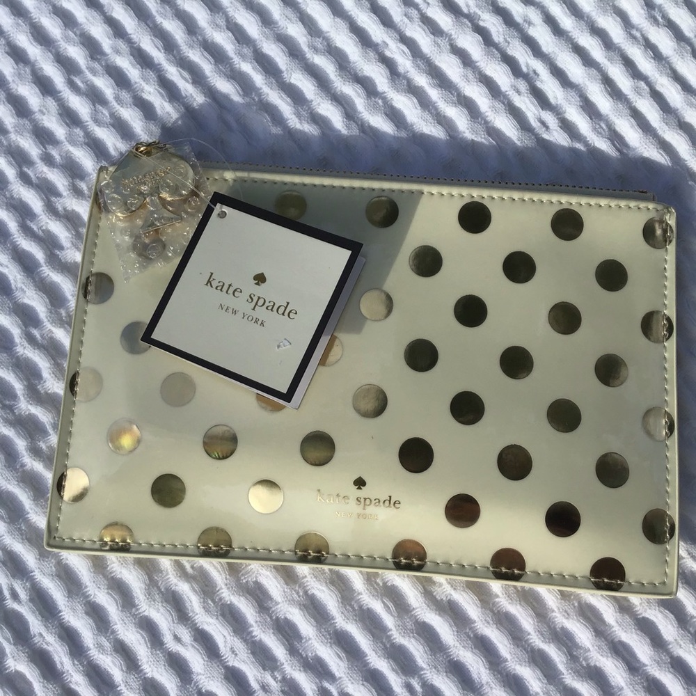 Kate Spade Gold Polka Dot Pencil ✏️ Case NWT